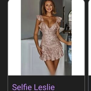 SELFIE LESLIE ROSE RUFFLE DRESS sz M